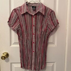 East 5th Red and Black Striped Women's Button Down Shirt